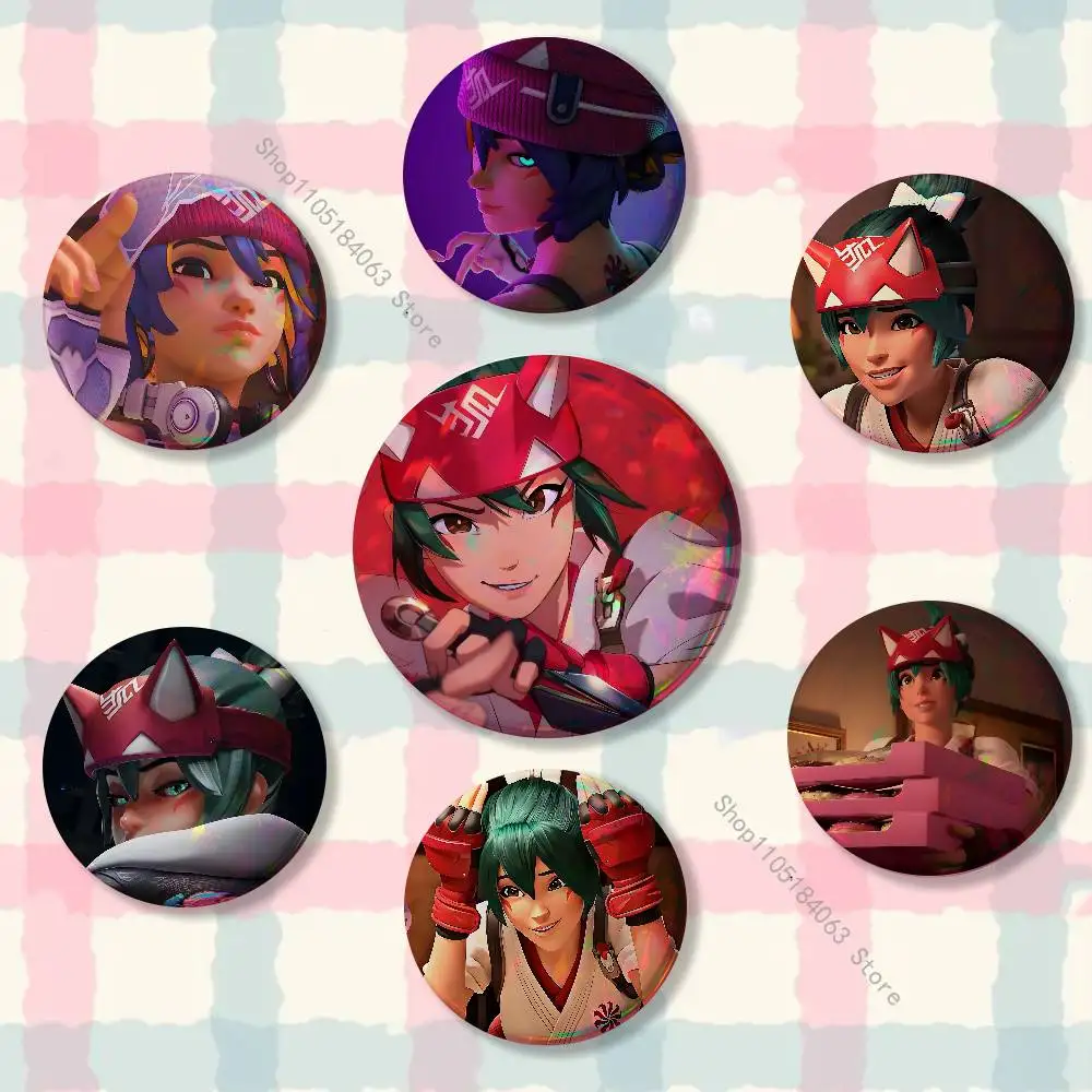 Kiriko O-Overwatch Creative Round Badge Button Pin Bag Decor Fans Collection Friends Gift Brooch