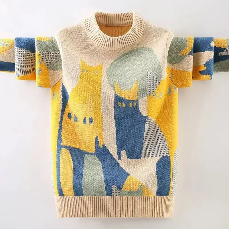 

Autumn Winter Cotton Clothing Boy's Sweater O-Neck Pullover Knitting Warm Sweater Kids Clothes Children's Sweater 5-14 Years