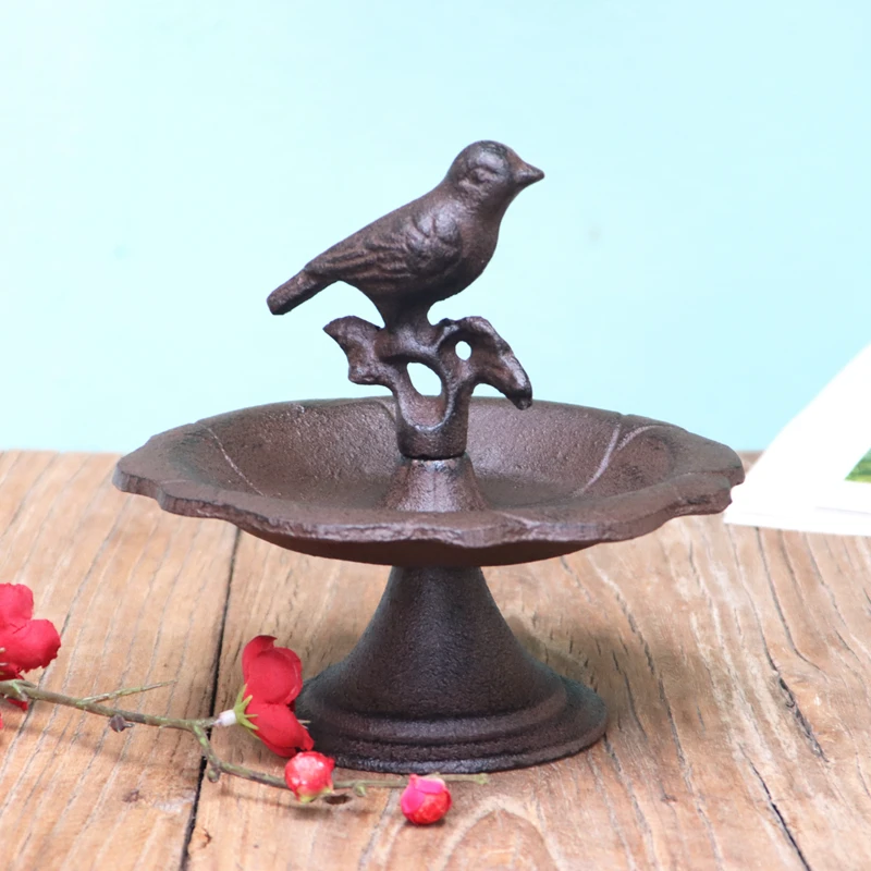Rustic Cast Iron Round Lotus Leave Storage Tray Plate With Footed Bottom Base Home Garden Outdoor Decor Bird Feeder Bath
