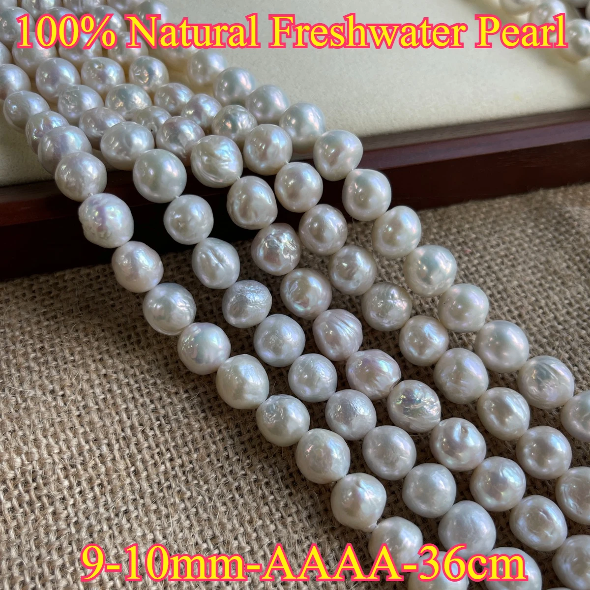 9-10mmAAAA Elegant Natural Freshwater Pearl Big Size Near Round Bead Jewelry Make Gift DIY Necklace Bracelet Women Gift Wedding
