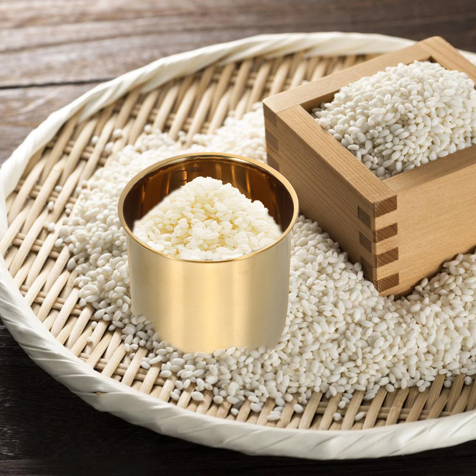 

Stainless Steel Measuring Holder Scaled Multi-Functional Large Capacity Kitchen Tool Kitchen Measuring Holder Rice Container