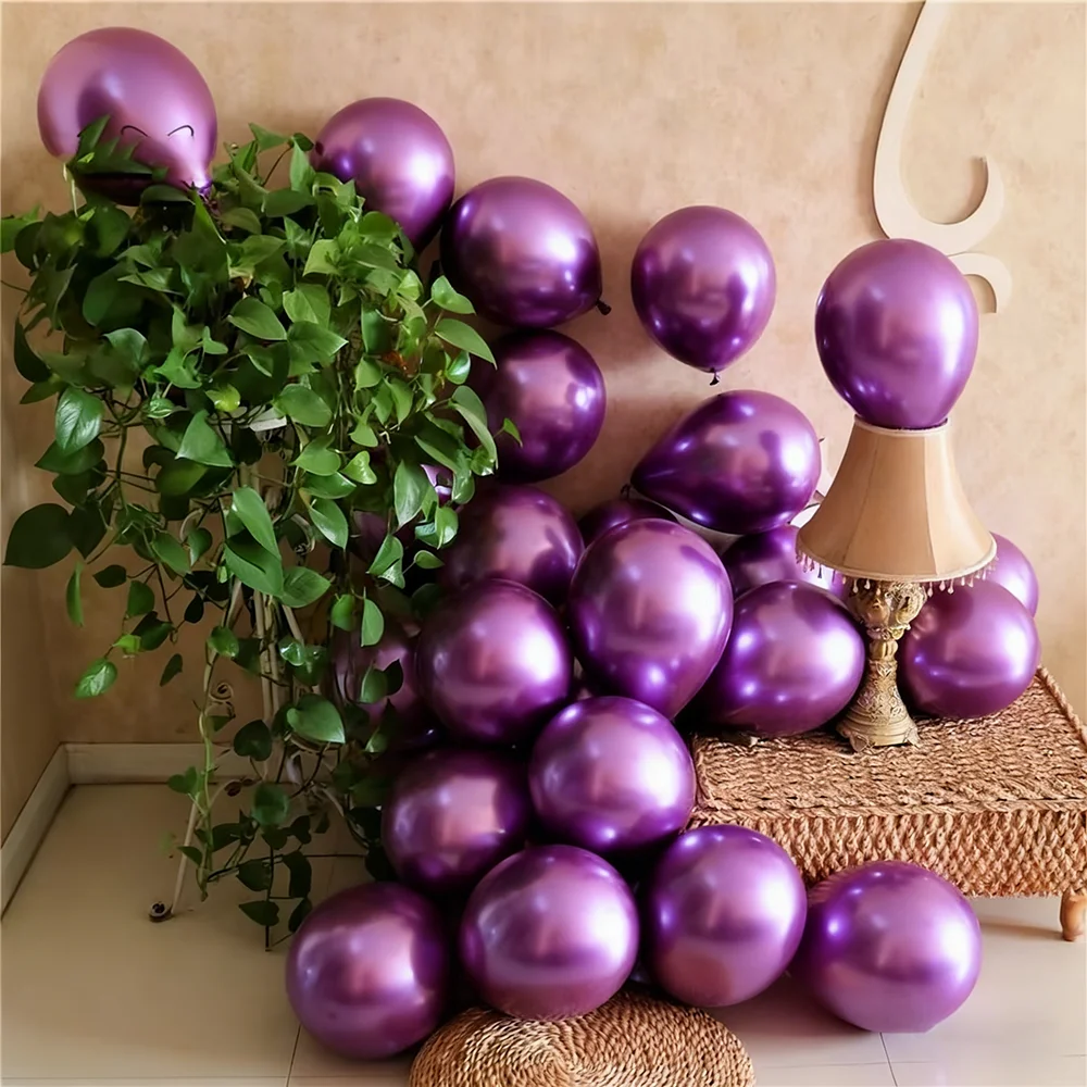 

Metal Balloons 5/10/12/18inch Purple Balloon Metalli Silver Red Blue Chrome Gold Latex Balloons Birthday Wedding New Year Decor