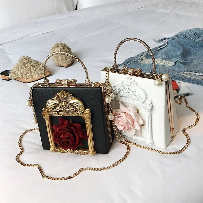 Bolso de hombro de estilo barroco para mujer, bolsa de mensajero de flores, estilo gótico Vintage, Lolita, Princesa de palacio Chic, Cosplay