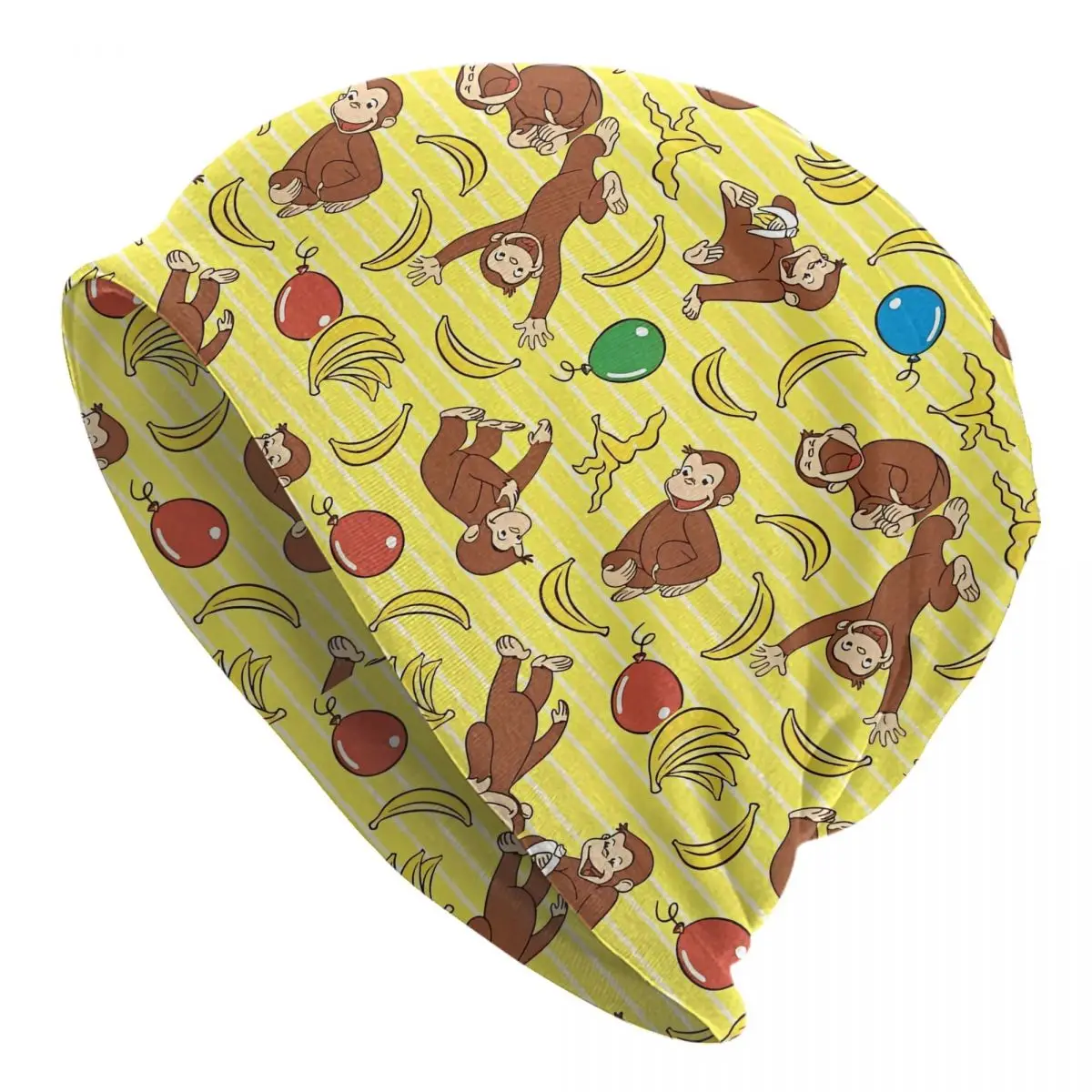 Curious George Banana Cartoon Bonnet Hat Vintage Outdoor Monkey Skullies Beanies Hats Men's Women's Warm Dual-use Caps