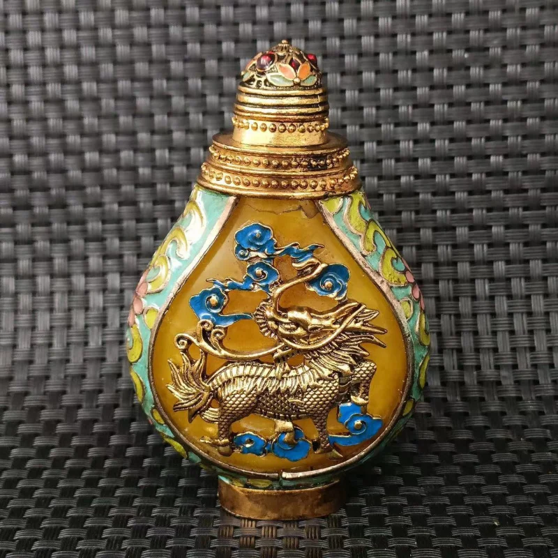 Antique Joisonne KIRIN Guan Gong Snuff Botta Tibetan Aquarius