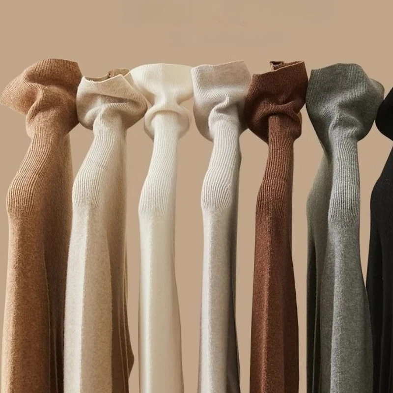 

AOSSVIAO 2025 пуловеры, женский свитер с воротником, осень-зима, корейский тонкий однотонный простой базовый вязаный толстый теплый топ с длинными рукавами