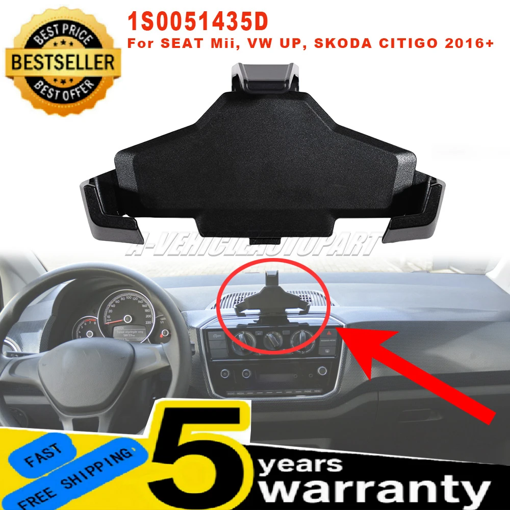 

1S0051435D для SEAT Mii VW UP SKODA CITIGO 2016 на новом 1 шт. Держатель для телефона на приборной панели ABS черный Простая установка Автомобильные аксессуары