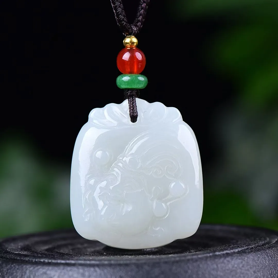 

Pixiu for Fortune Pendant Hetian Jade White Color Necklace Chinese Jewelry ForMen's And Women's Birthday Gift Amulet Charm