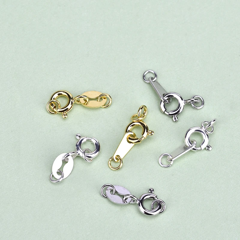 S925 Sterling Silver Buttons DIY Bracelet Necklace Buckle Connection Buckle Clavicle Chain Beaded Semi-Finished Products