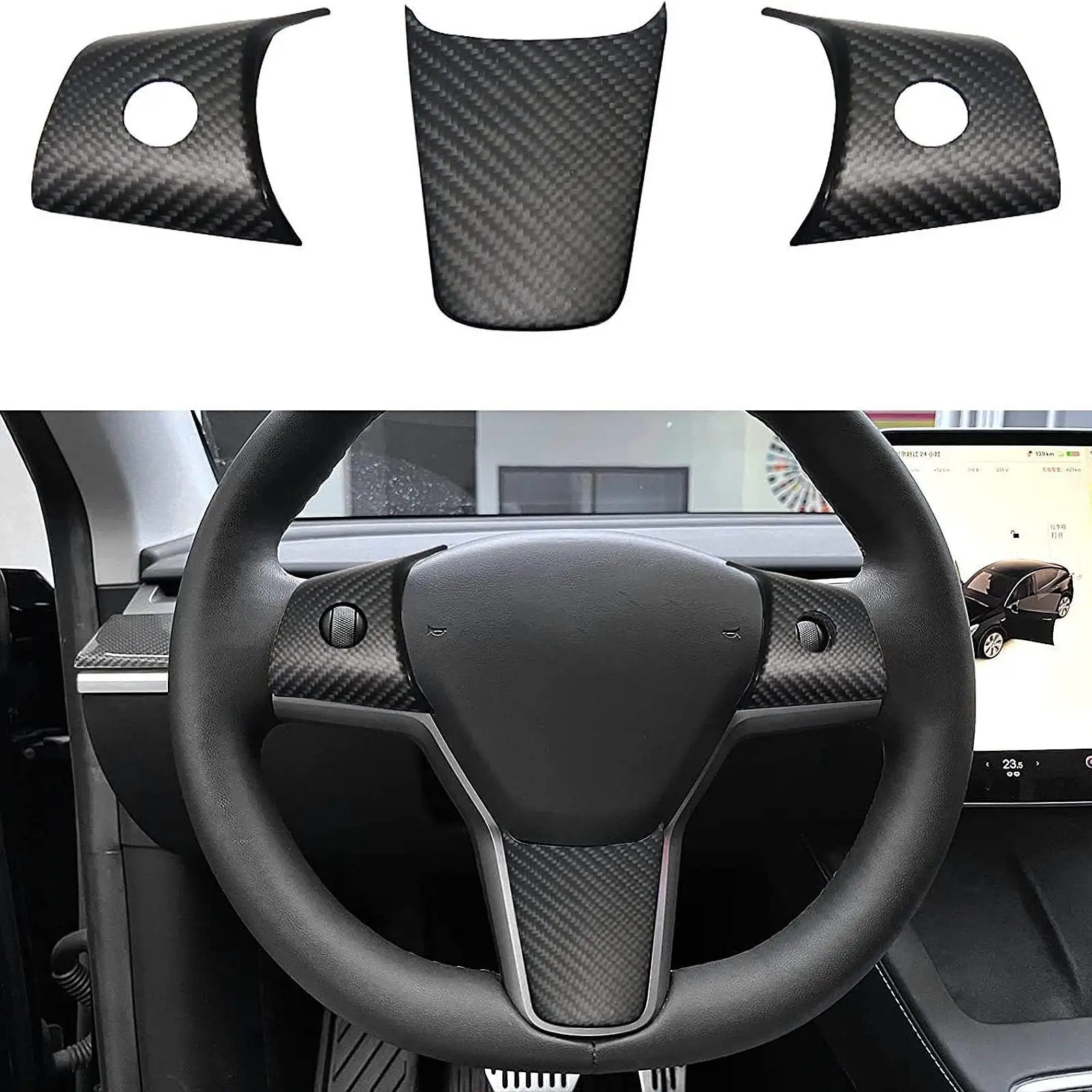 

Steering Wheel Cover Wrap Easy to Install Frame for Tesla Model Y/3