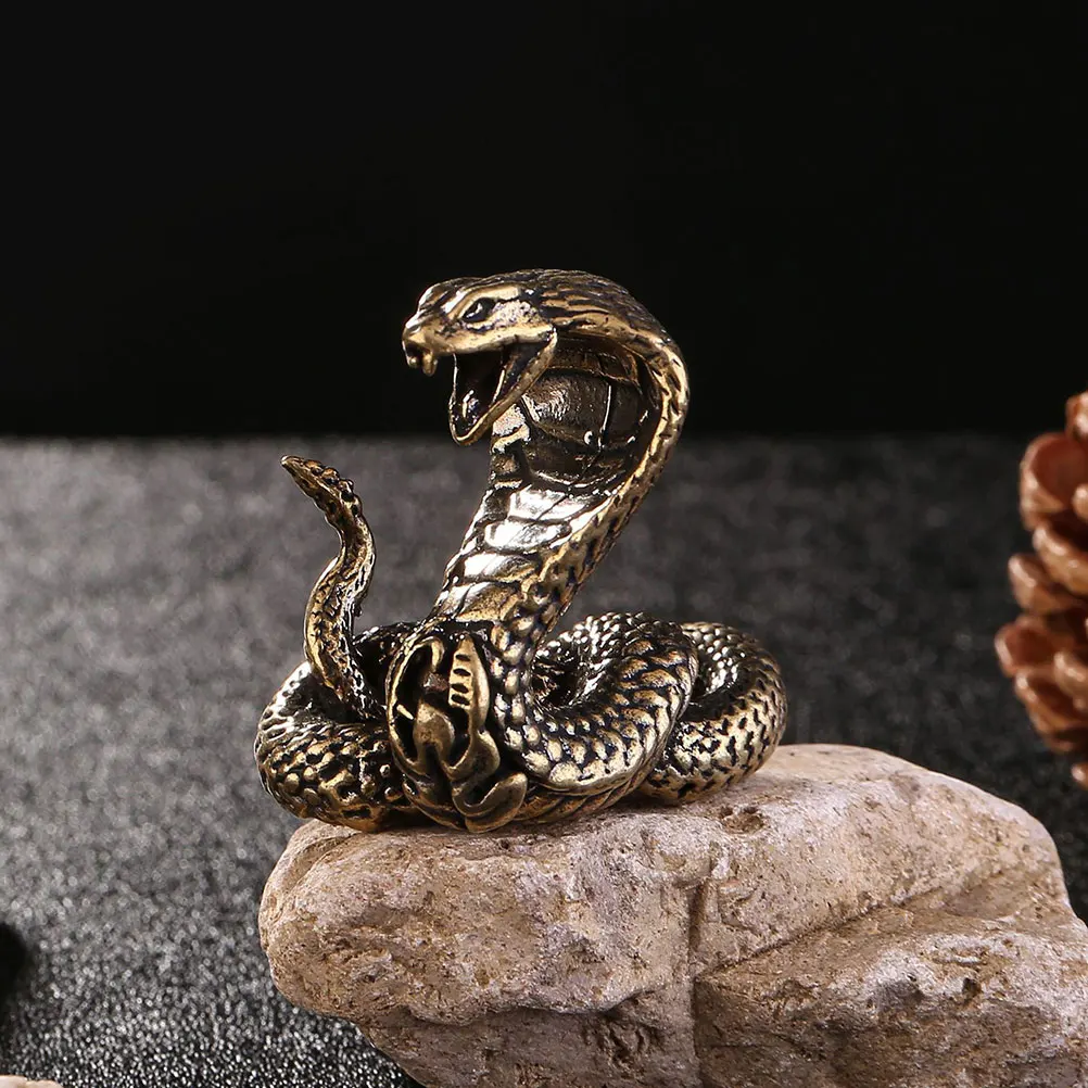 

Brass Cobra Tea Pet Retro Snake Statue Decorative Craft Home Office Car nament Portable Outdoor Use Smooth Surface Comfortable