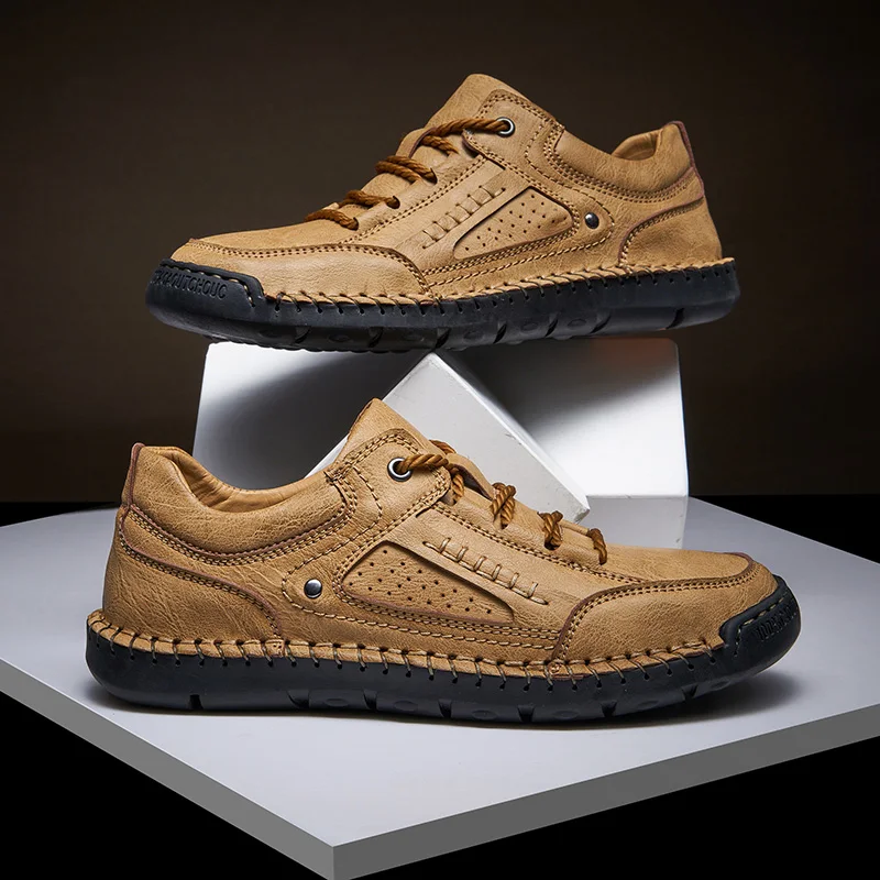New Men Hand Sewn Casual Shoes Sporty  Fashionable Lightweight Soft Bottom Soft Surface Wear-resistant Large Size (38-48)