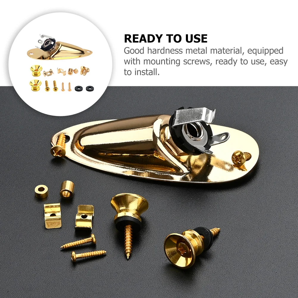 

Electric Guitar Boat Insertion Strap Buckle Bass Lock with Nails Jack Socket Plate Golden Anti-off Button Buttons
