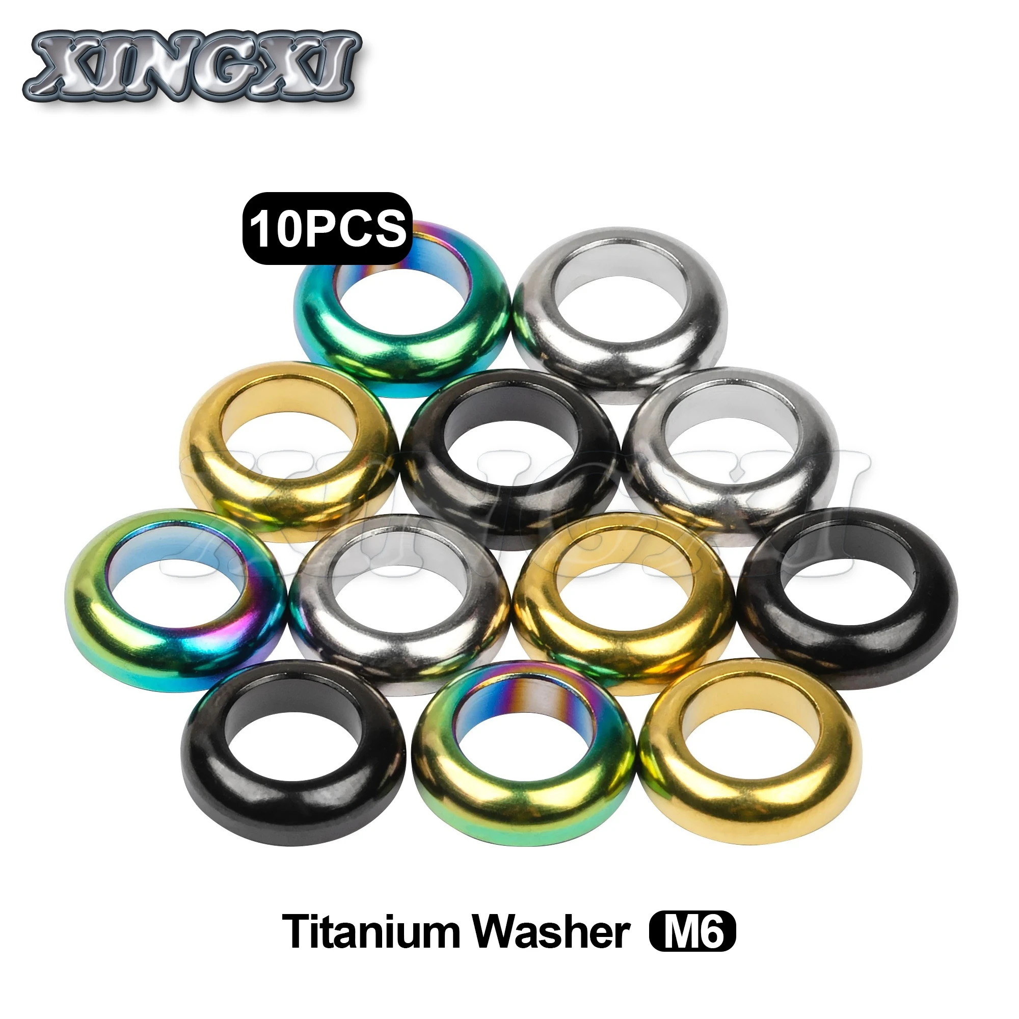 Xingxi 10Pcs M6 Titanium Alloy Washers Ti Spacer For Rings Hydraulic Brake Caliper MTB Bike Parts Repair