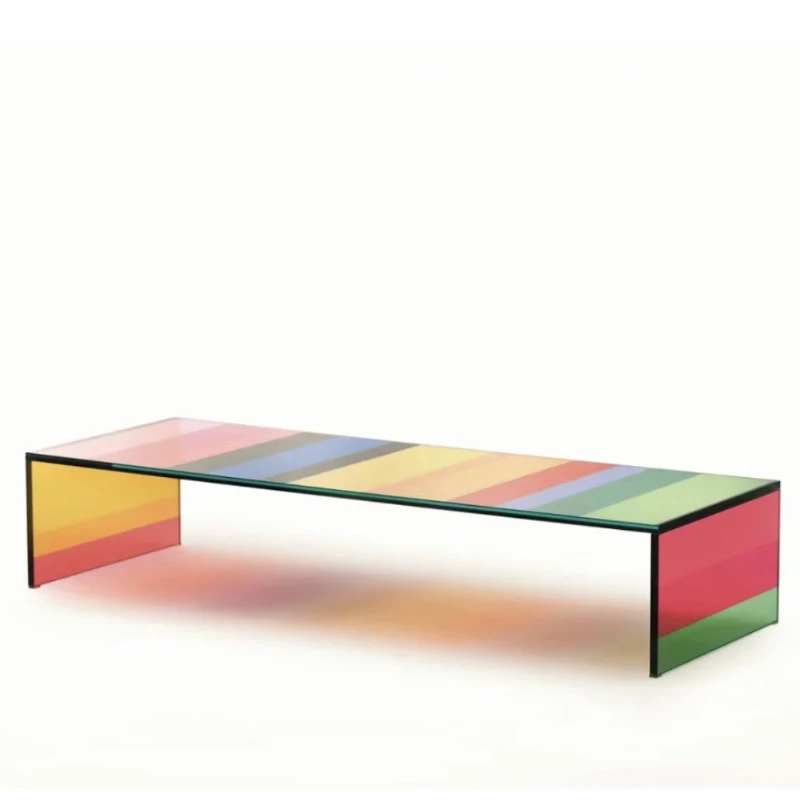 

Tempered glass rainbow coffee table living room gradual change home coffee table Internet celebrity tatami short table