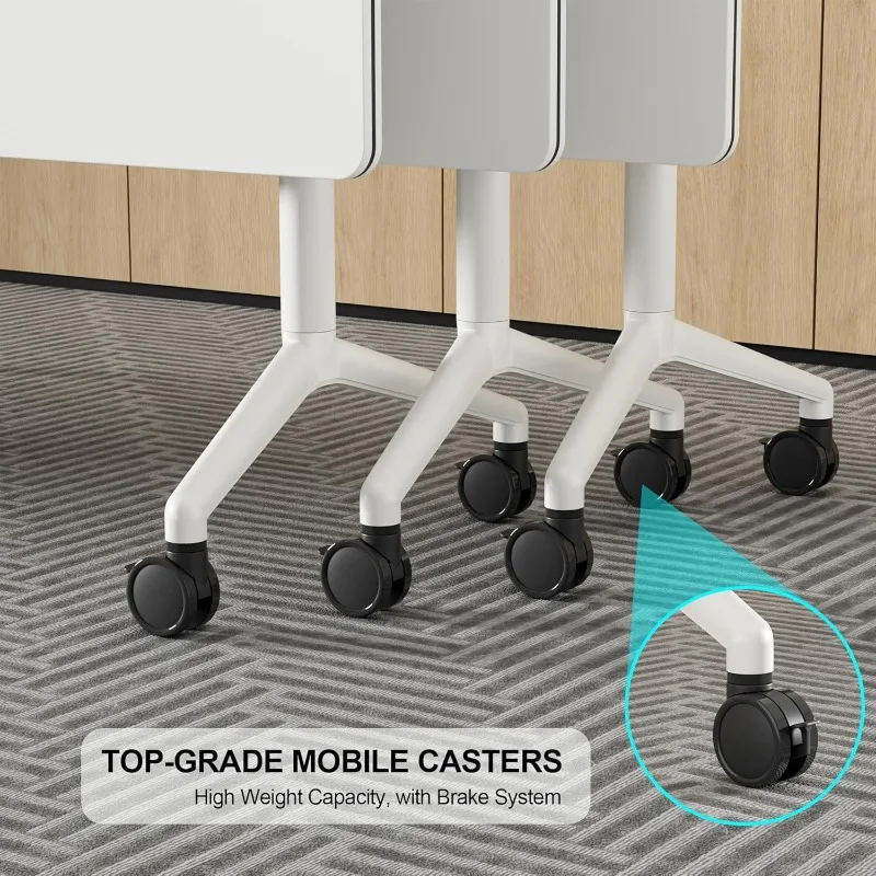 المنزل. طاولة غرفة الاجتماعات، عبوة واحدة، طاولات تدريب حديثة قابلة للطي مع سطح قلاب، طاولة متنقلة بأربعة عجلات قفل، #4