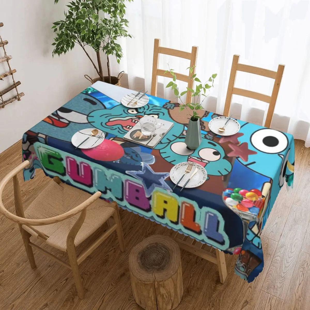 The Amazing World Of Gumball Customized Rectangular Tablecloth Oilproof Table Cover for Festival Party Decorations Table Cloth