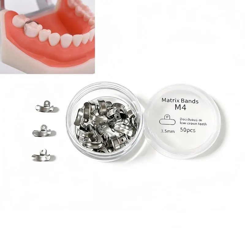 Pro Dental Sectional Matrix Bands M4 Preformed Stainless Steel Sheets For Clinic Restorative Tooth Cavity Composite Filling