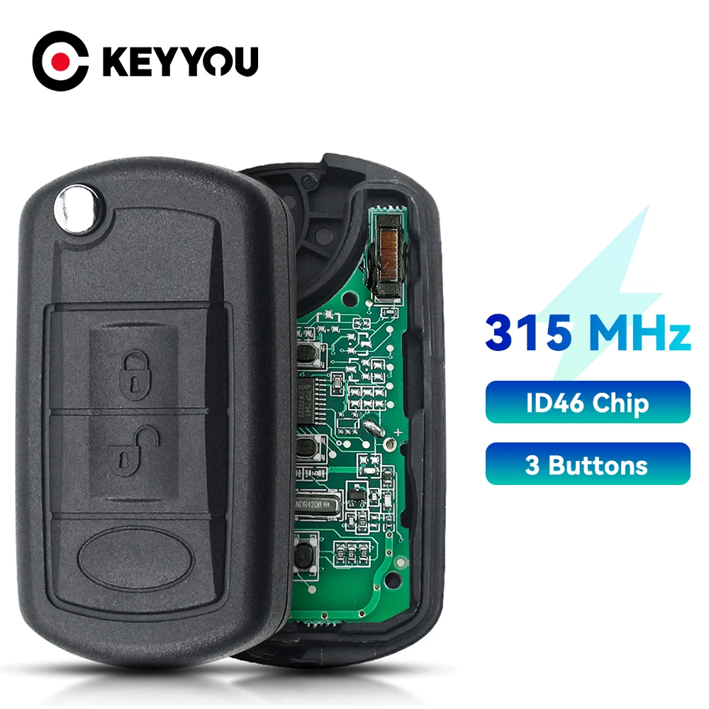 KEYYOU-mando a distancia plegable para coche, llave con 3 botones, 433MHz, para RANGE ROVER Sport Land Rover Discovery 3