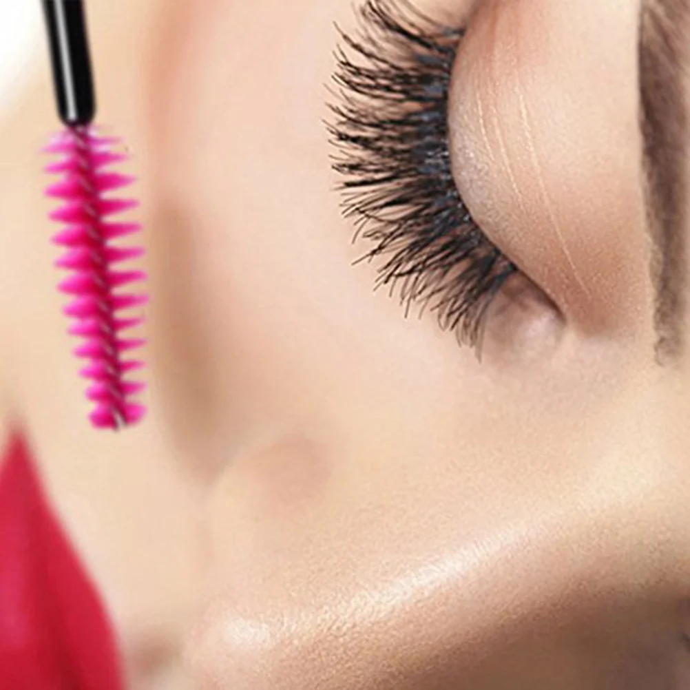 

50pcs Eyelash Wands Applicator Brush Kits Rose Red Disposable Clump-Free For Salon Home Eye Lash Makeup Brush Use