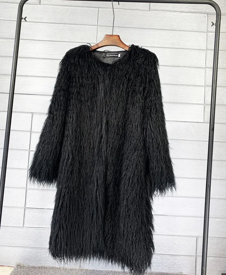 

Faux Fur Coat Female Shaggy Sheepskin Coat Winter Artificial Fur Jacket Women's Fur Coat Colorful Furry Pink Lamb Wool