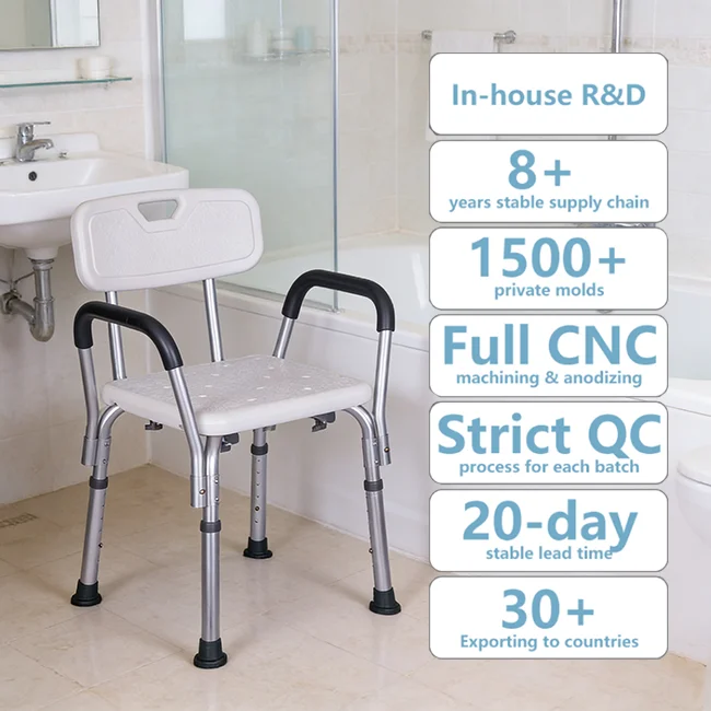

Simplywalk Aluminum Alloy 200KG Bath Shower Chair With Arm Medical Handicap People MDR CE Certification Distributor Support