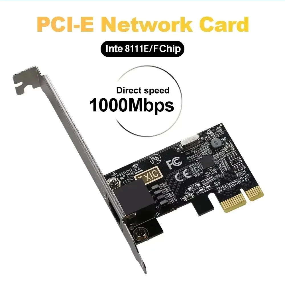 

PCI-E To RJ45 Network Card 1000Mbps Ethernet Gigabit Wired LAN Controller RTL8111 Chip Express Wireless Adapter For Desktop PC
