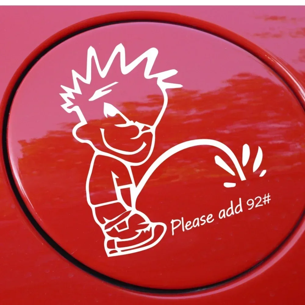 Funny Cartoon Children Pee, Please Add 92 Car Stickers Pvc Auto Motorcycle Decorative Fuel Tank Cap Waterproof Beautiful Decal
