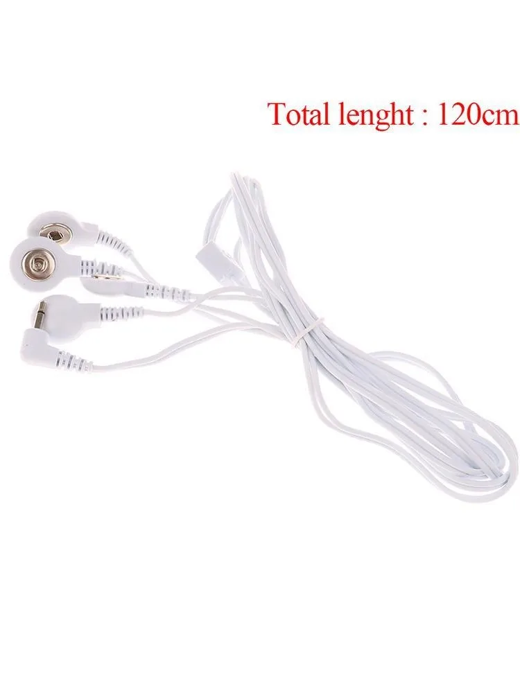 Elektroda do masażu wtyczka przewodu 3.5mm 4 /2 przyciski elektroda przewody przyłączeniowe kable połączeniowe do urządzenie do przezskórnej stymulacji nerwów TENS cyfrowego — zdjęcie 2