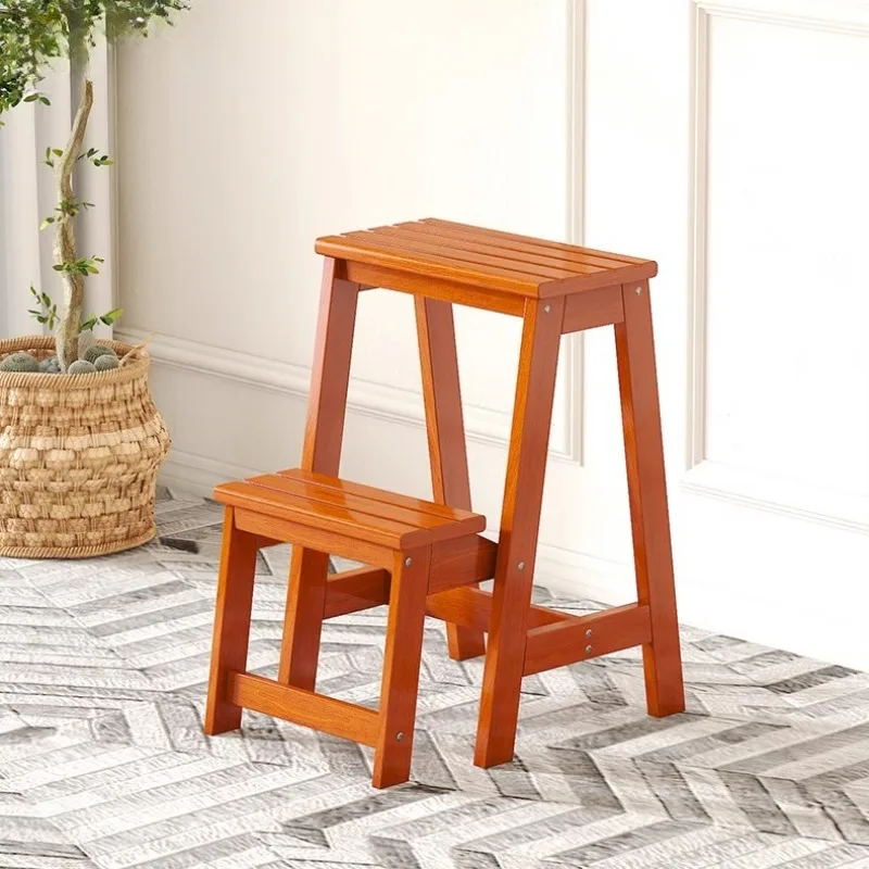 

Foldable Solid Wood 3-Step Ladder Chair, Creative Dual-Use Stool for Climbing and Sitting, Compact Household Foldable Step Seat