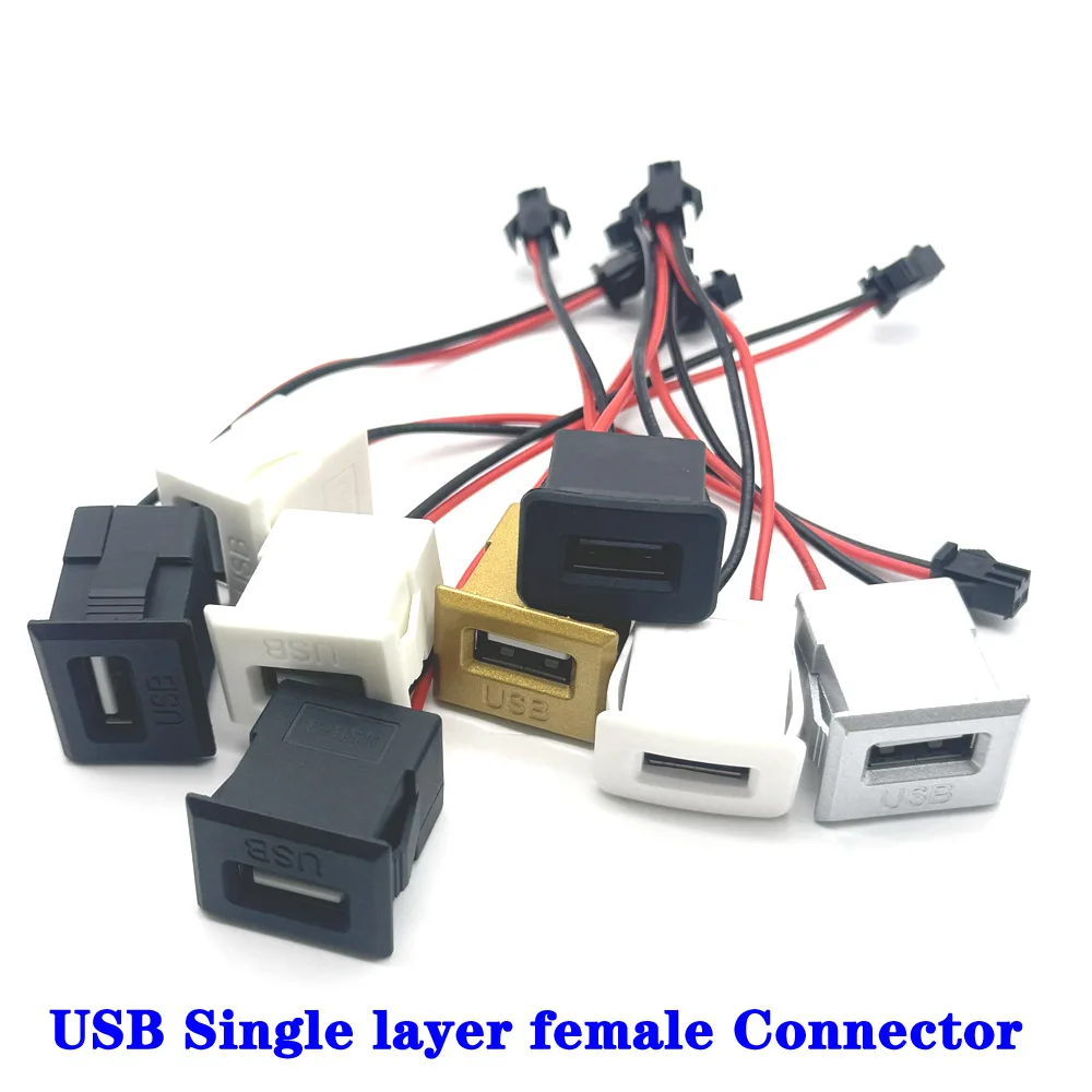 1/3pcs  Black Single Layer USB Female Base Type-C Charging Socket Power Socket with Cable Connector Dropshipping