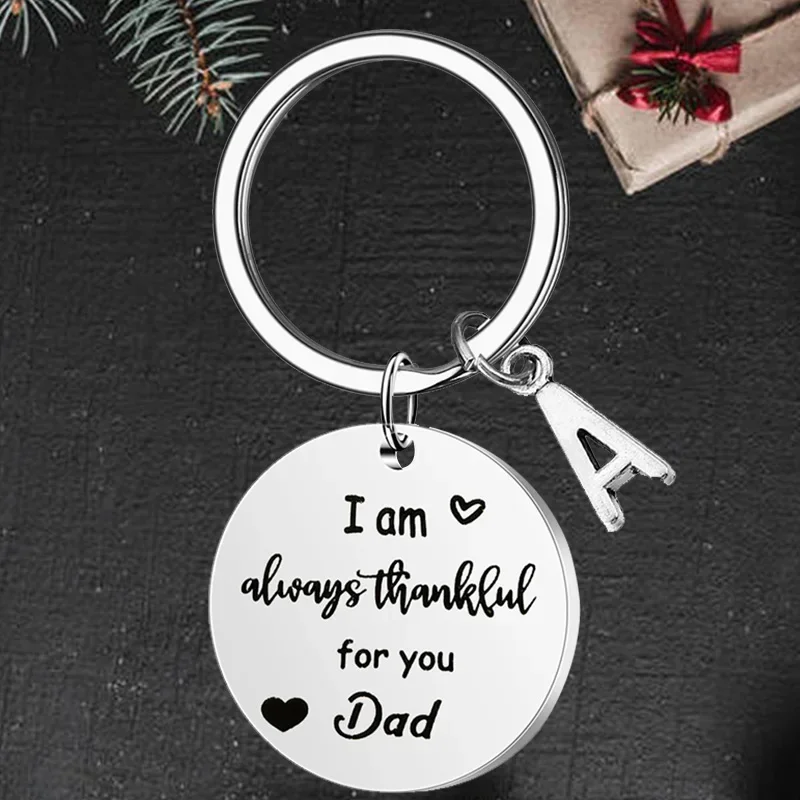 Cute Dad Keychain pendant Father's Day Gift key chain Dad Gifts Birthday Gift I am always thankful for you Dad