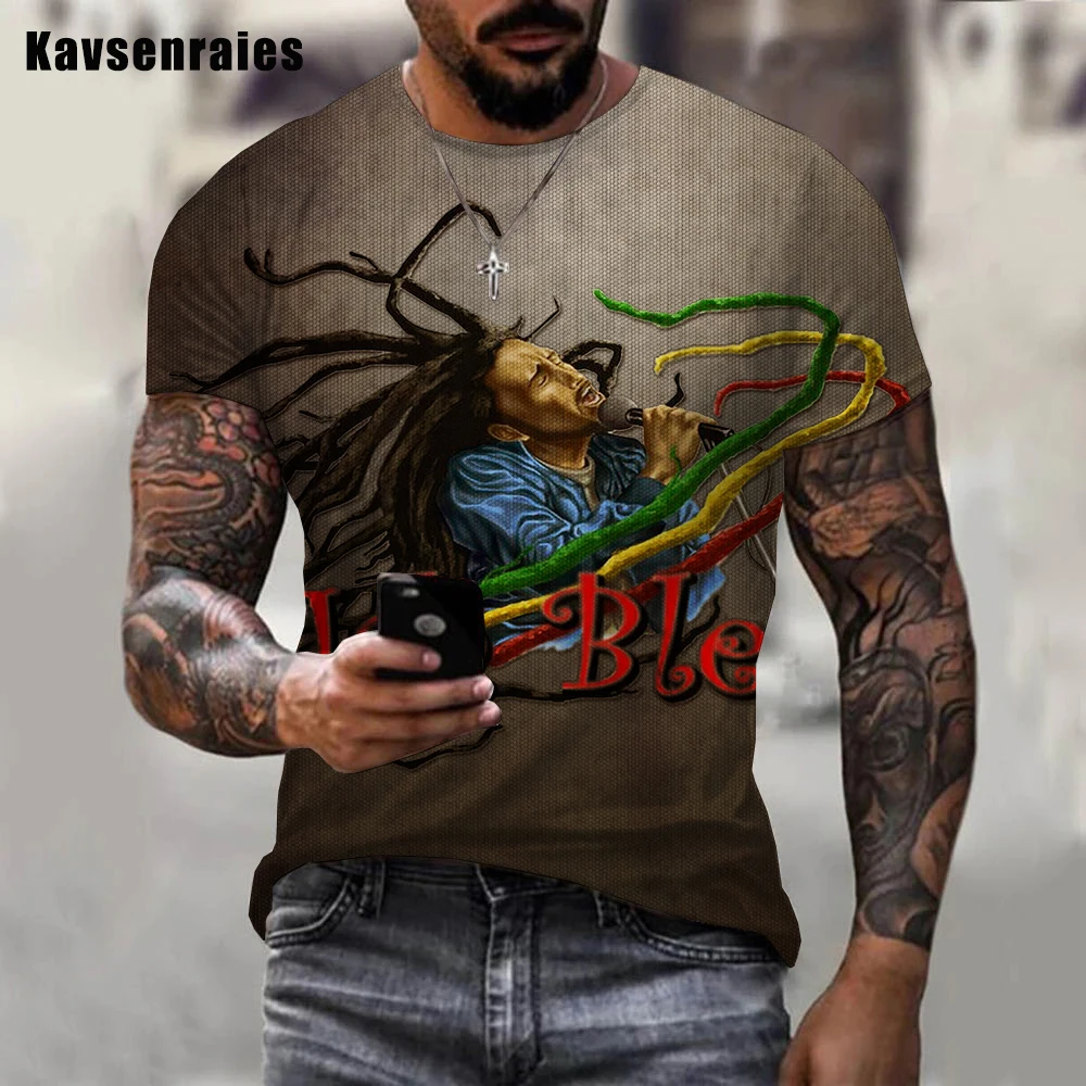 Personality Jah Bless Printed 3D Men T-Shirt Boys Unisex Casual Fashion Reggae Round Neck Short Sleeve T-shirt 5XL