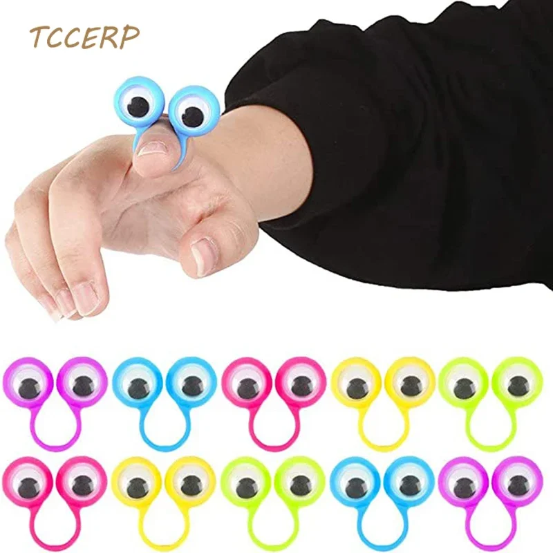 20pcs Creative Finger Eye Puppet Rings with Wiggly Eyes Toys Kids Birthday Party Favors Giveaway Presents Pinata Filler