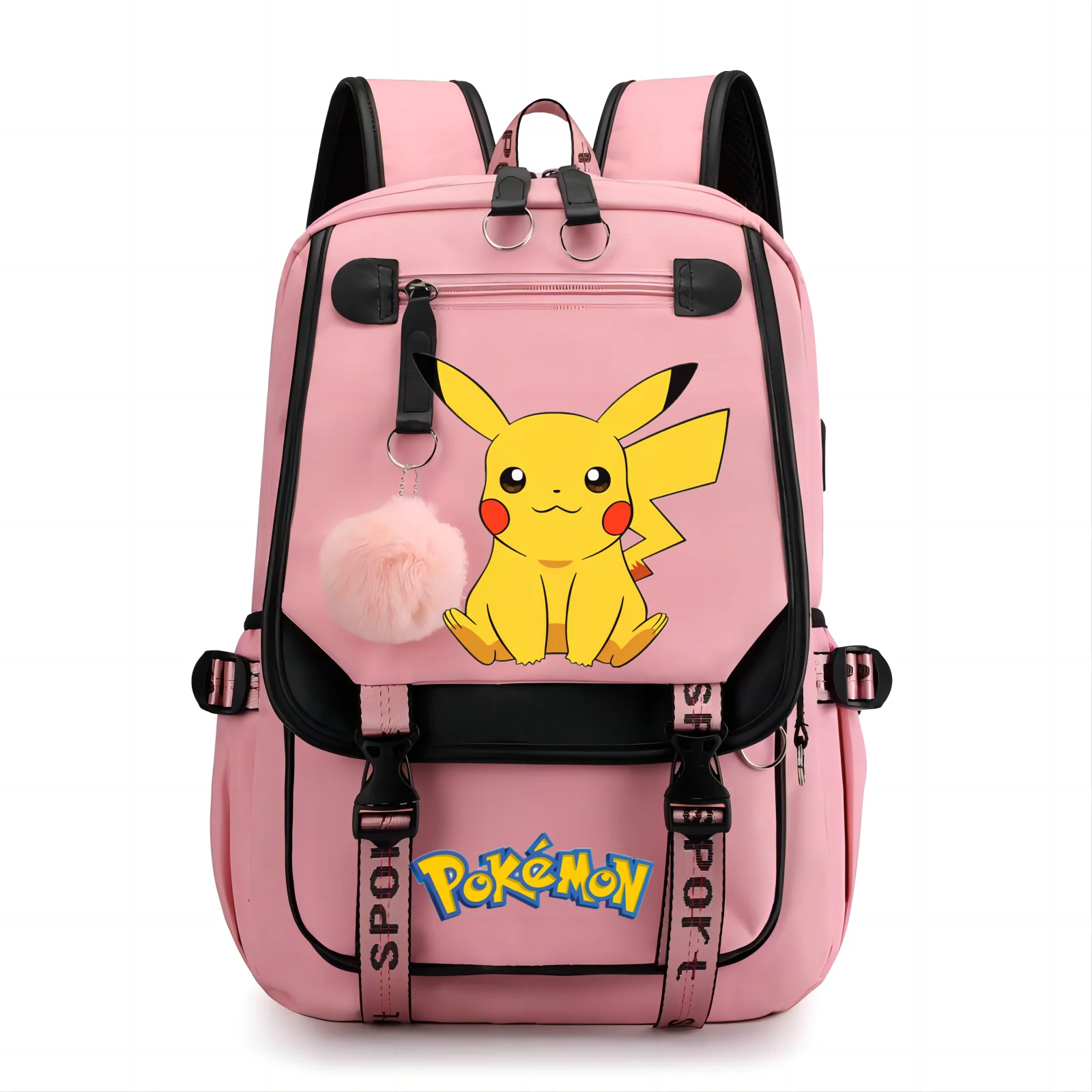 Plecak Pokemon Pikachu torby szkolne z kulką włosów Port USB torba studencka na książki moda wysokiej jakości szkolne artykuły papiernicze dla