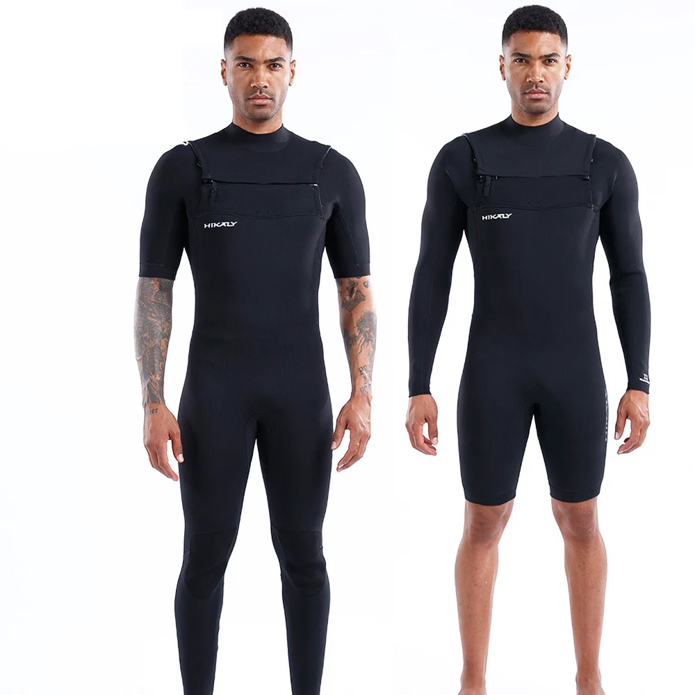 Men Winter Wetsuit 3/2mm CR Neoprene Super Stretch Cr Warm Surfing Jacket Cross-open Chest Pulls Lined Thermal Fabrics Surf Suit