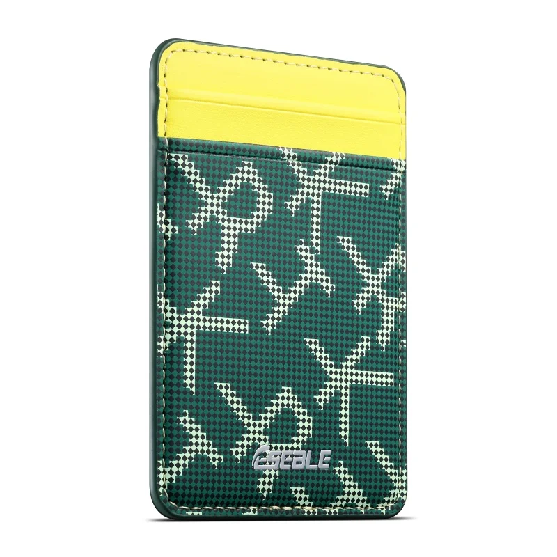 Ultradünnes PU-Leder-Portemonnaie mit zwei Kartenfächern für MagSafe, magnetischer Kartenhalter, geometrisches Buchstabenmuster, für iPhone und Samsung-Serien. – Detail 6