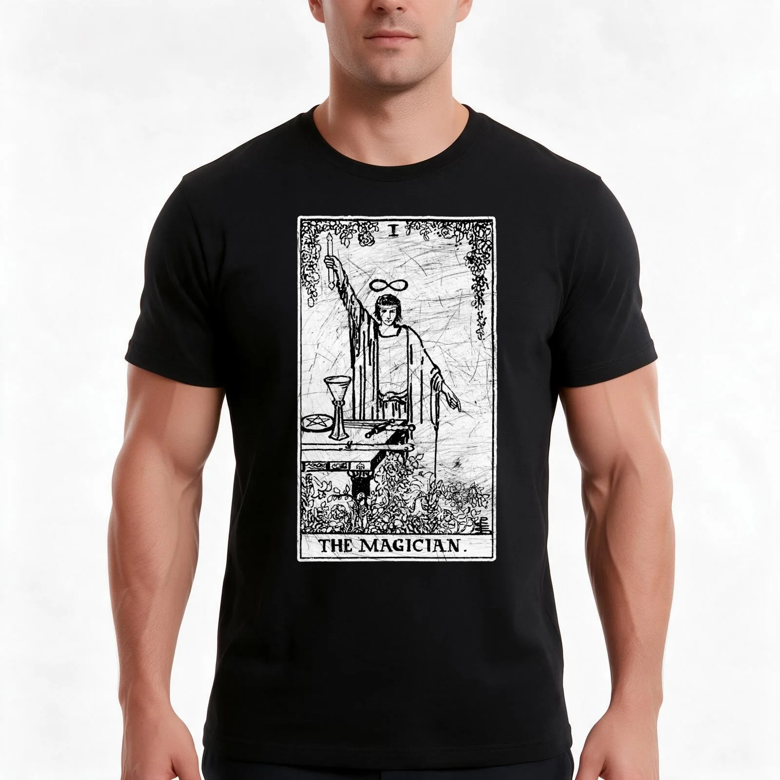 The Magician Tarot Card - Major Arcana - fortune telling - occult T-Shirt, Summer Casual Cotton Tee, Oversized Streetwear Tops