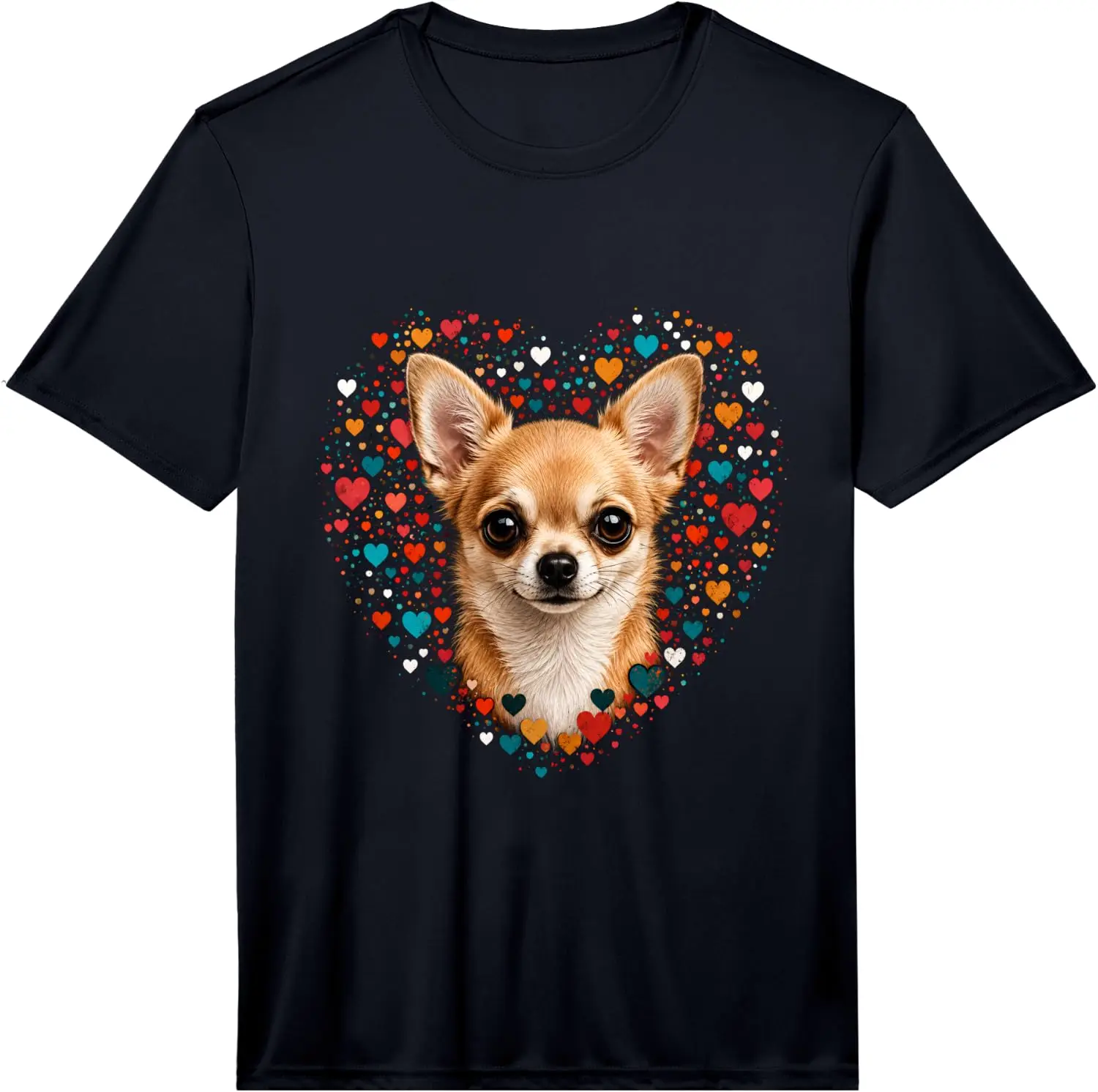 Mens Chihuahua, Hearts Dog Lover Performance T-Shirt 100% Cotton Trendy Y2K Short-Sleeve Tee – Soft, Quick-Drying, All Occasion Casual  Suitable For Concert Party Hanging Out Sightseeing Trip