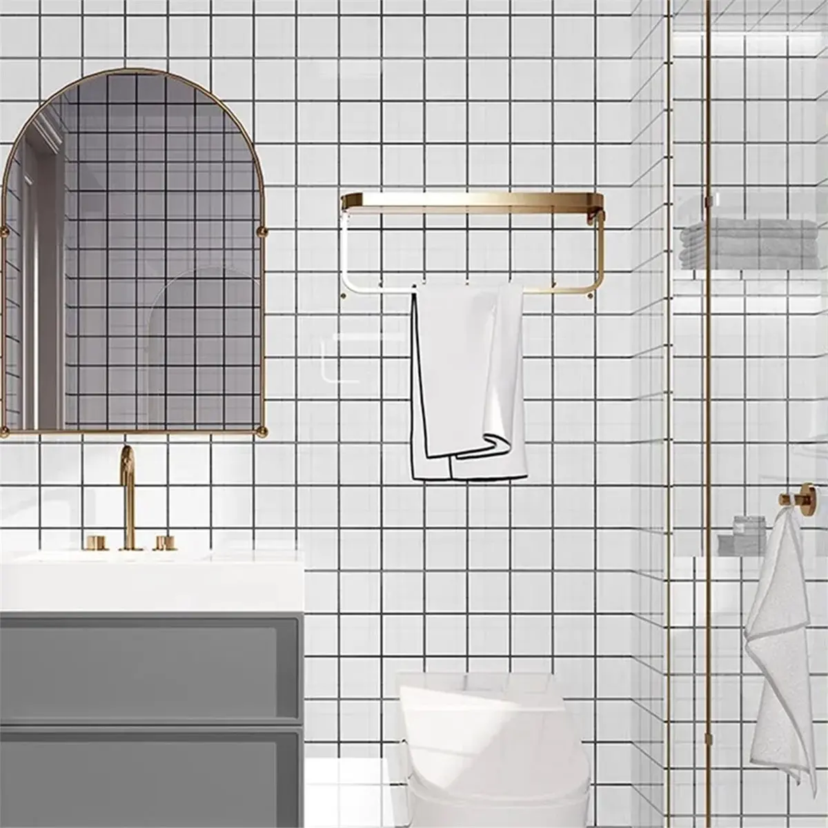Light Weight 9-Grid Version Peel and Stick Wall Tile Square Waterproof Wall Stickers for Kitchen Bathroom Living Room Wall Decal