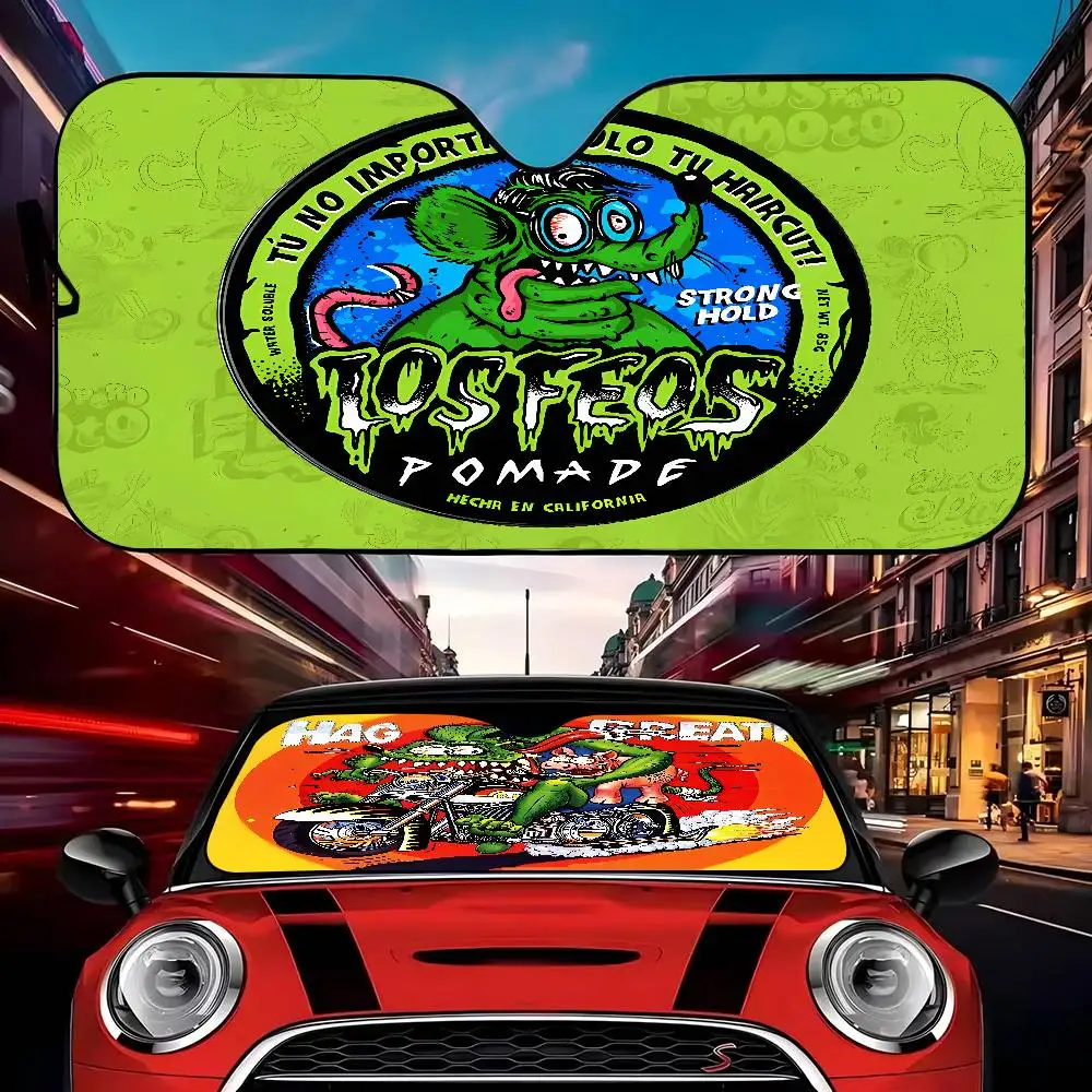 

Забавный солнцезащитный козырек для лобового стекла автомобиля с изображением мыши Рат Финка, из алюминиевой фольги, 51,2 x 27,5 дюймов