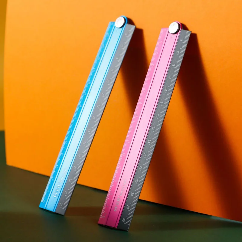 30cm/12-inch Anodized Aluminum Folding Ruler - Precision Scale Measuring Tool for Students & Professionals