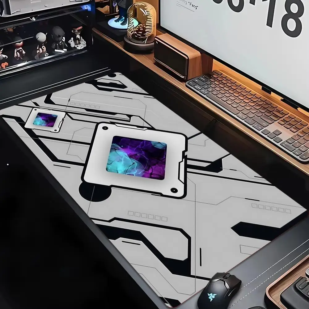 Large Gaming Mouse Pad Xxl Futuristic Cyber Tech Circuit Deskmat Non-Slip Rubber Game Mouse Mat Keyboard Mats Mausepad Gamer