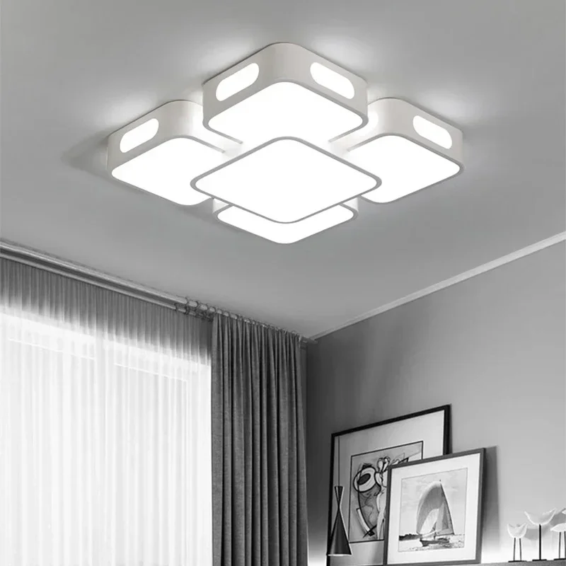 Vintage Vierkante Led Plafondlamp Nordic Postmoderne Woonkamer Kroonluchter Slaapkamer Loft Salon Kroonluchter Verlichting