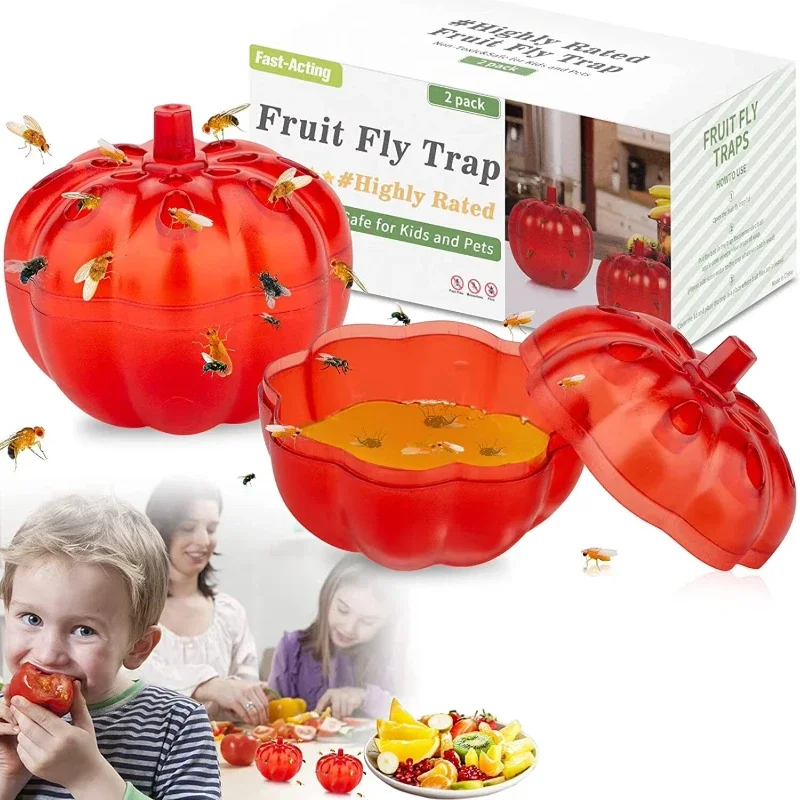 

2026Hot Sale Fruit Fly Trap Pumpkin Shape Drosophila Trap for Home Kitchen Non-Toxic Gnat Killer Fly Catcher Pest Insect Control