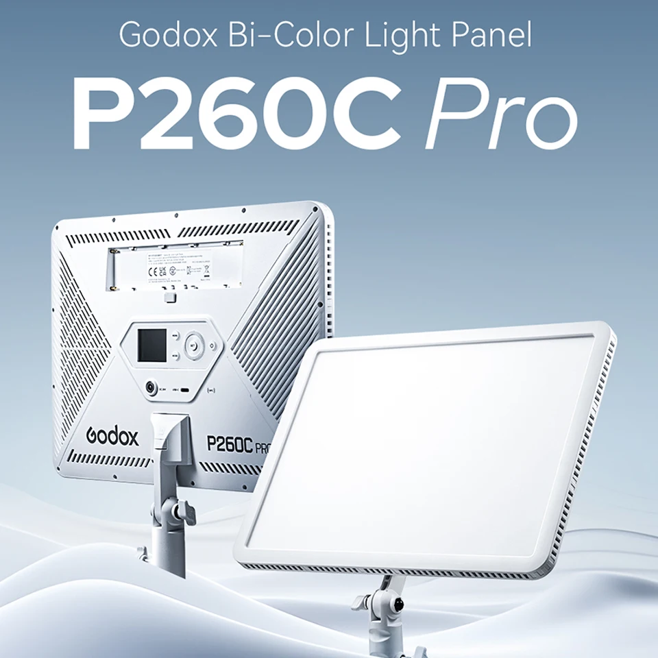 Godox P260C PRO Bi-color LED Light Panel 2800K-6500K TLCI 98+ CRI 98+ Dimmable Photography Studio Fill Light for Live Streaming