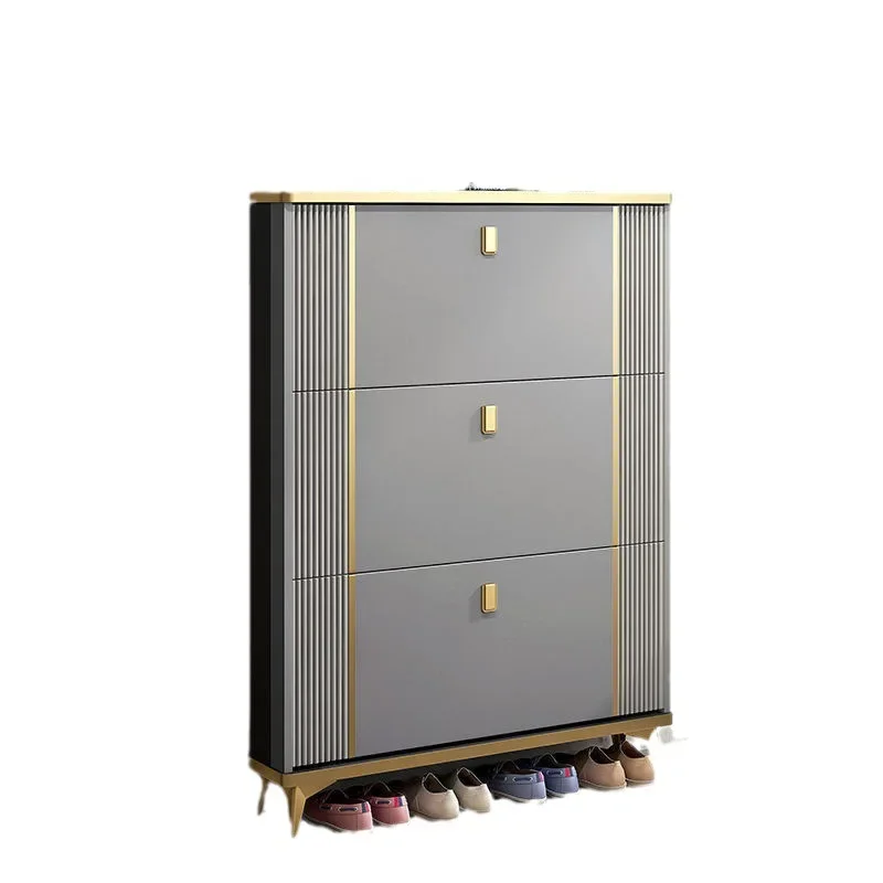 

Light luxury ultra-thin flip bucket shoe cabinet, large capacity foyer cabinet at home entrance, simple and modern space saving