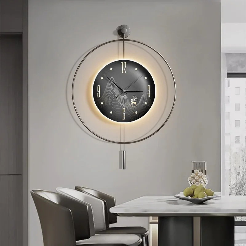 Waiting Mural Wall Clocks Modern Led Aesthetic Creative Round Nordic Wall Watch Minimalist Restaurant Wanduhr Home Decoration