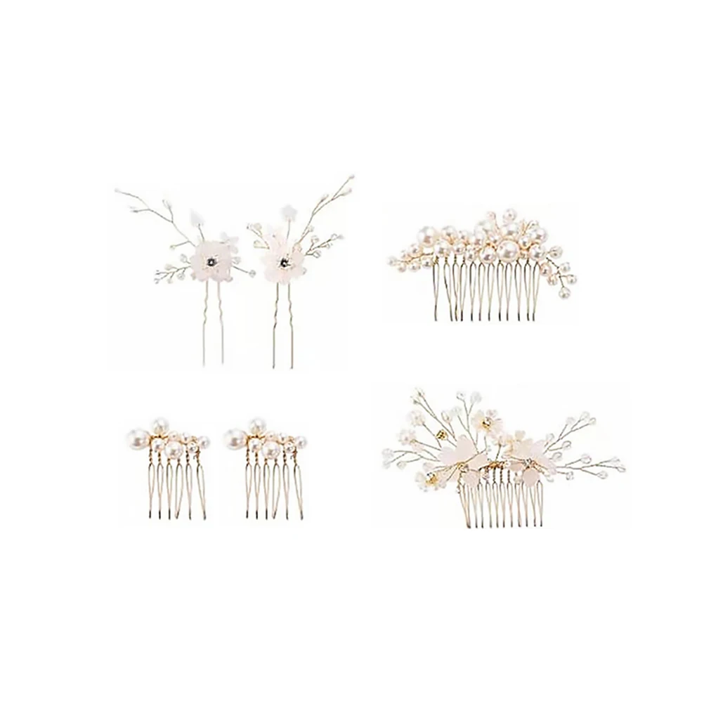 

6Pcs Pearl Crystal Hair Combs Elegant Bridal Accessories Wedding Party Women Stylish Headpiece Durable Decorations ABS Zinc