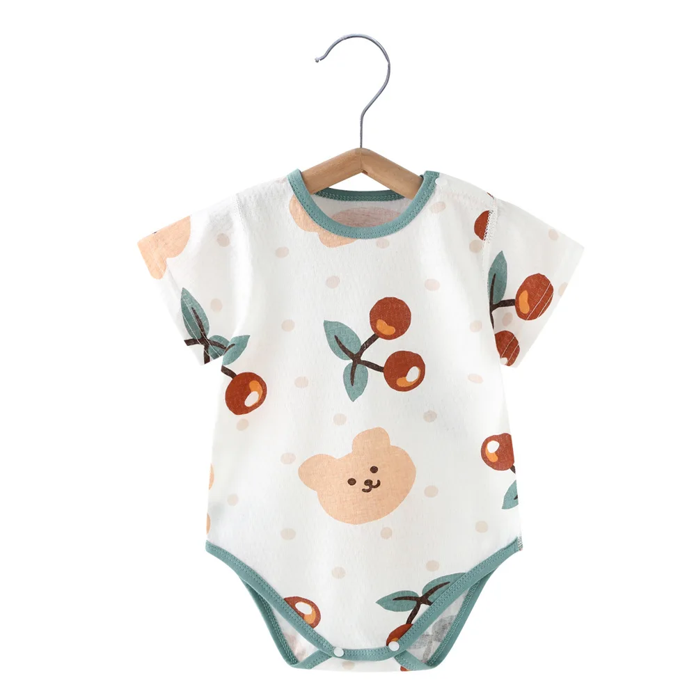 Summer short-sleeved fart wrap baby A baby cotton hayi newborn one-piece shirt